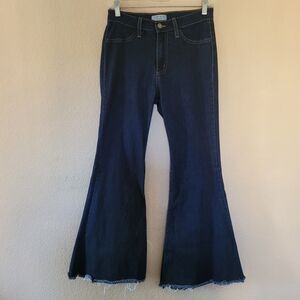 Judy Blue Bell Bottom Flare High-Rise Jeans Sz 7/28 x 29 Dark Wash Boho Western